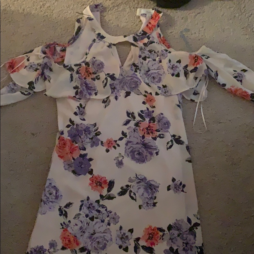 floral patterned off the shoulder dress